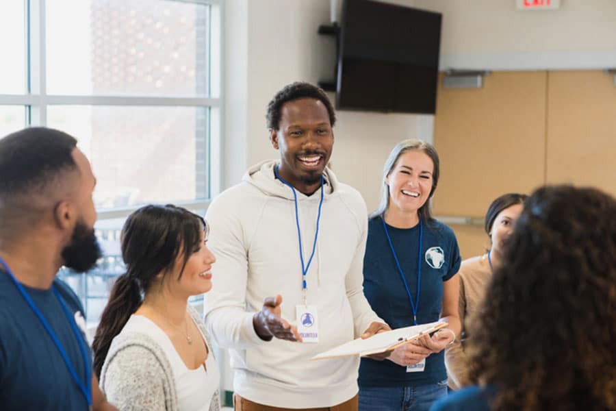 Man Talking to Group
